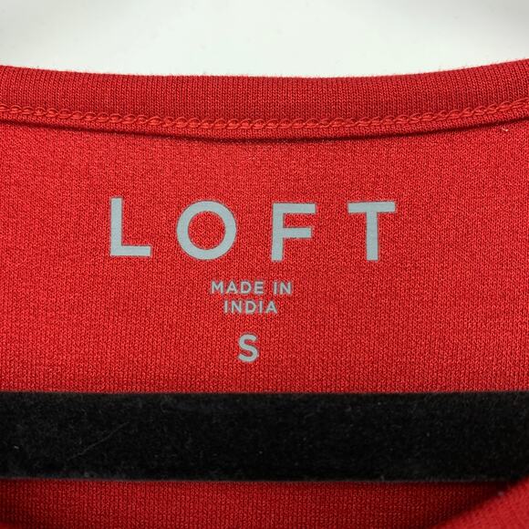 LOFT Long Sleeve Blouse Ruffle Polka Dot Sleeves Womens Size Small Red - Picture 5 of 6